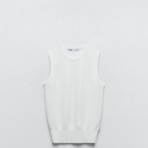 Zara Classic White Basic Knit Top M NWT